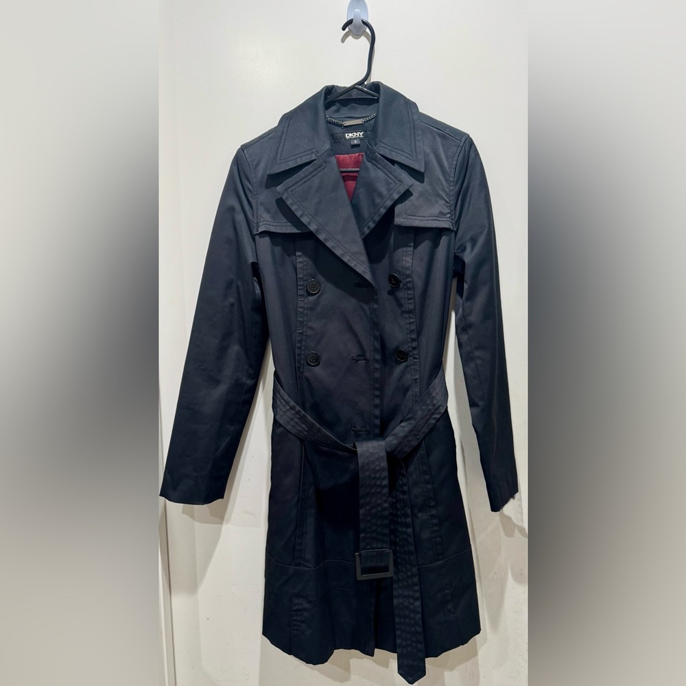 DKNY Women's Black Trench Rain Coat